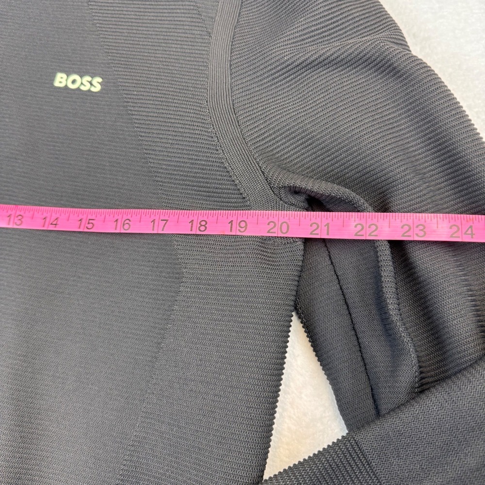 BOSS Hugo Boss Mens Quarter Zip Pullover Sweater Ribbed Texture Charcoal Gray L - Picture 5 of 9